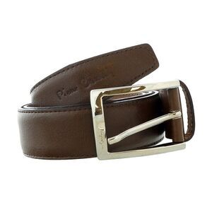 Pierre Cardin Brown Classic Square Silver D-Ring Adjustable Belt-